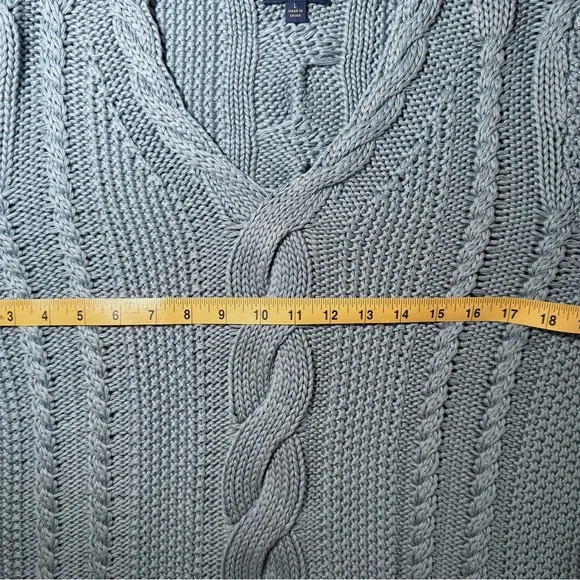 Brooks Brothers 100% cotton cable knit sweater luxe soft heavyweight blue $198 - Picture 8 of 9